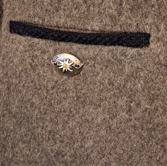 Vintage Meico Landhaus Grey Wool Embriodered Applique Jacket Misses Size 10 - Picture 7 of 10